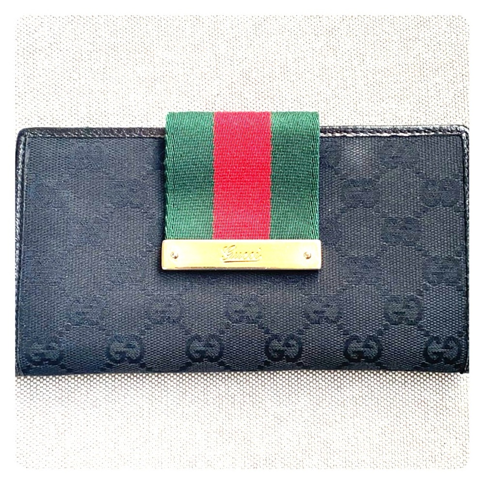 Vintage Gucci GG long women wallet - black